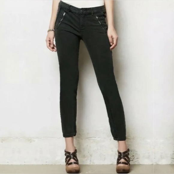 Anthropologie Denim - Anthropologie Pilcro Jodhpur Riding Pants Velvet Trim skinny jeans green 8p
